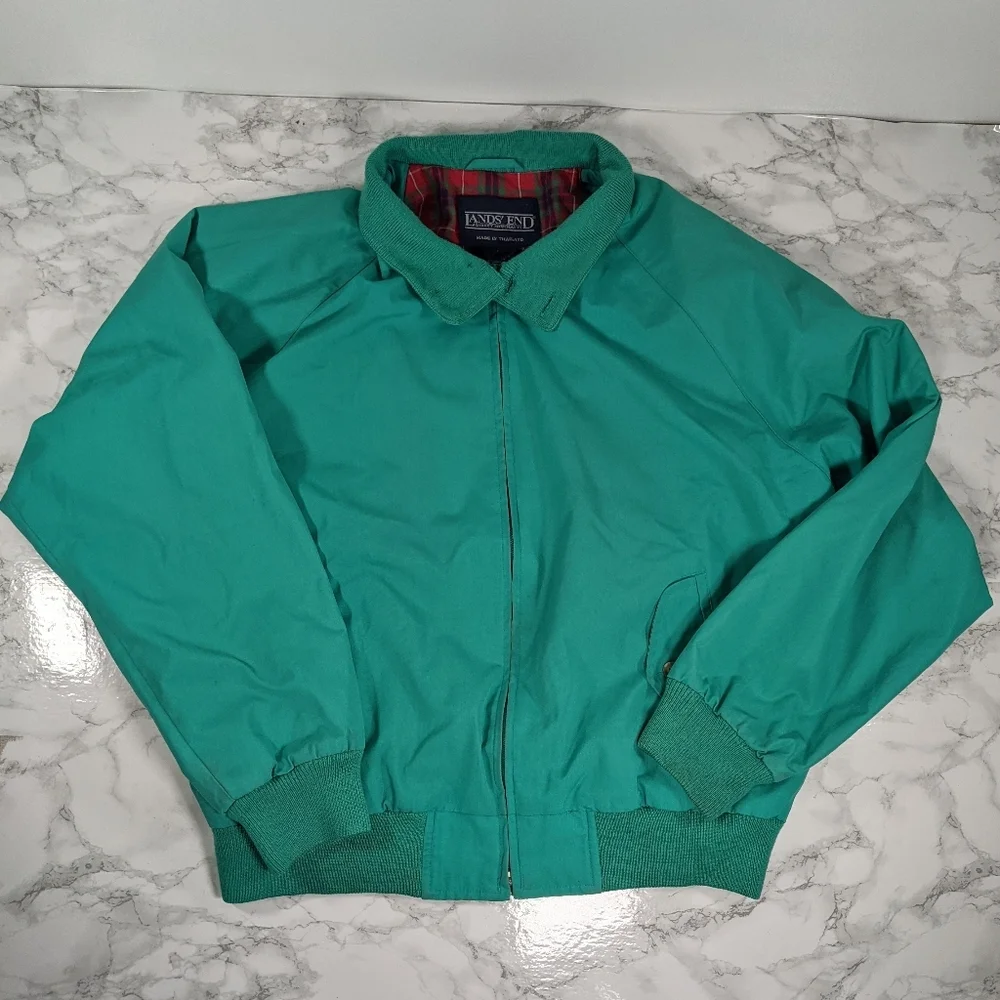 Vintage Lands End Golf Style Teal Jacket Large